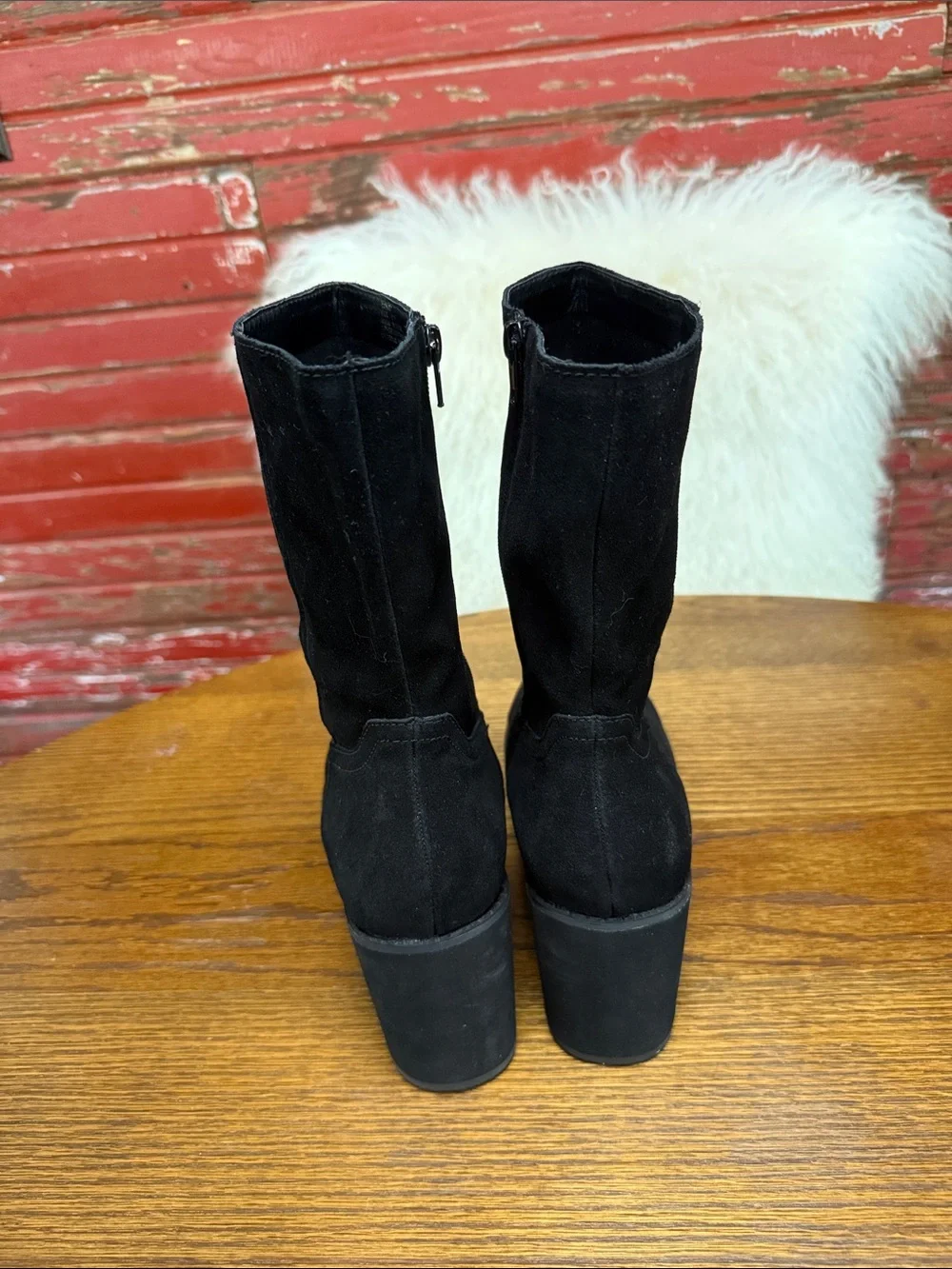 Comet Black Suede Wedge Ankle Boots - Women